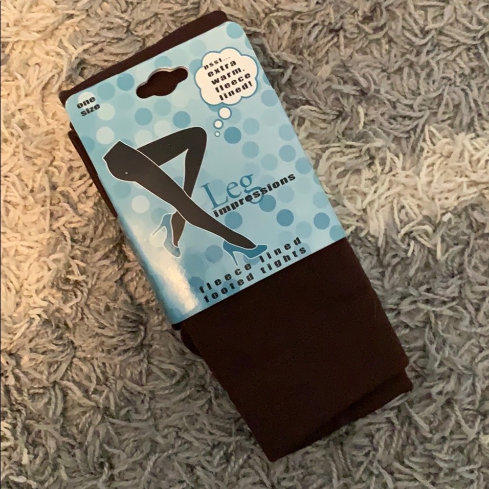 NWT!! Chocolate brown fleece lined tights